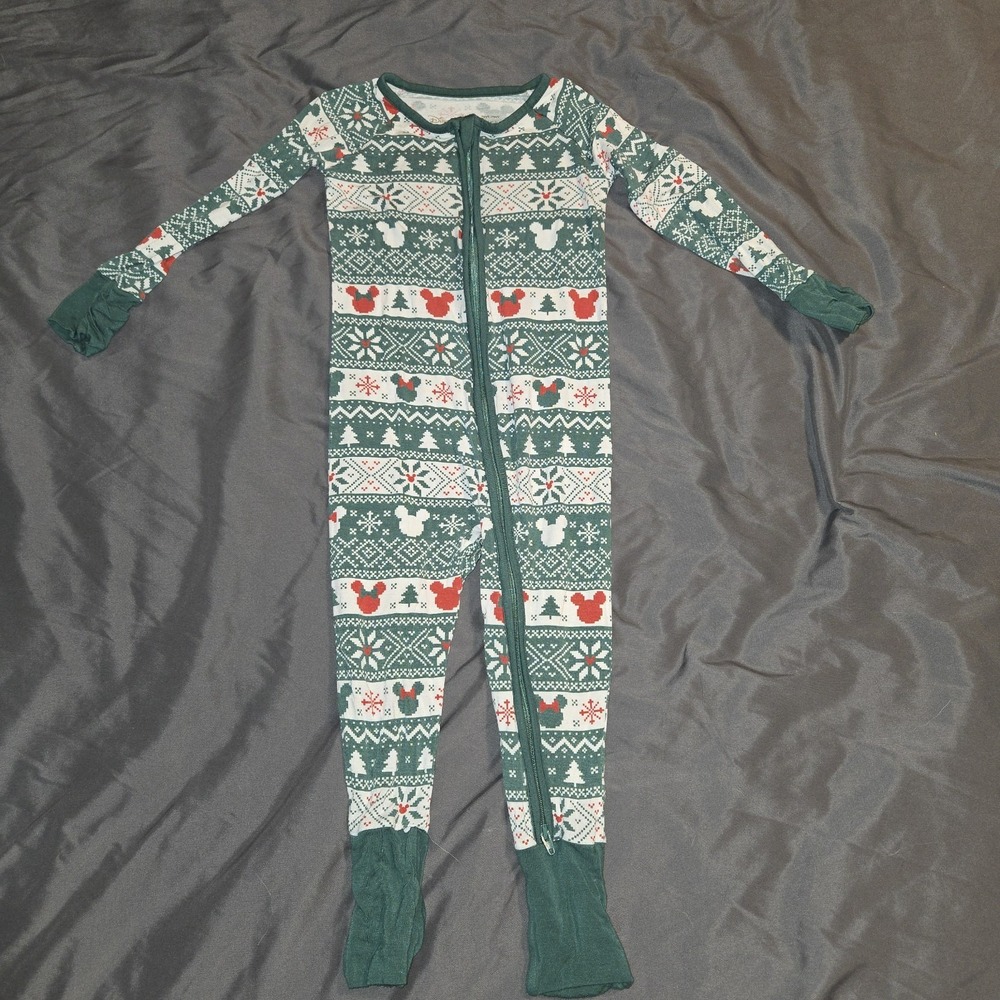 LS X Disney Fair Isle Green Mickey Zippy Bamboo Size 12-18 Months Holiday
